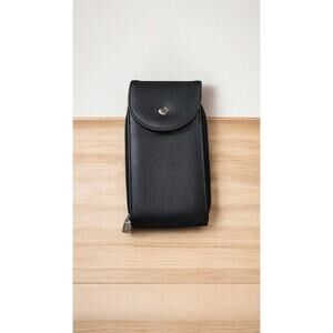 Bugatti Black Leather Zip Around Slim Crossbody Travel On the Go Bag Purse